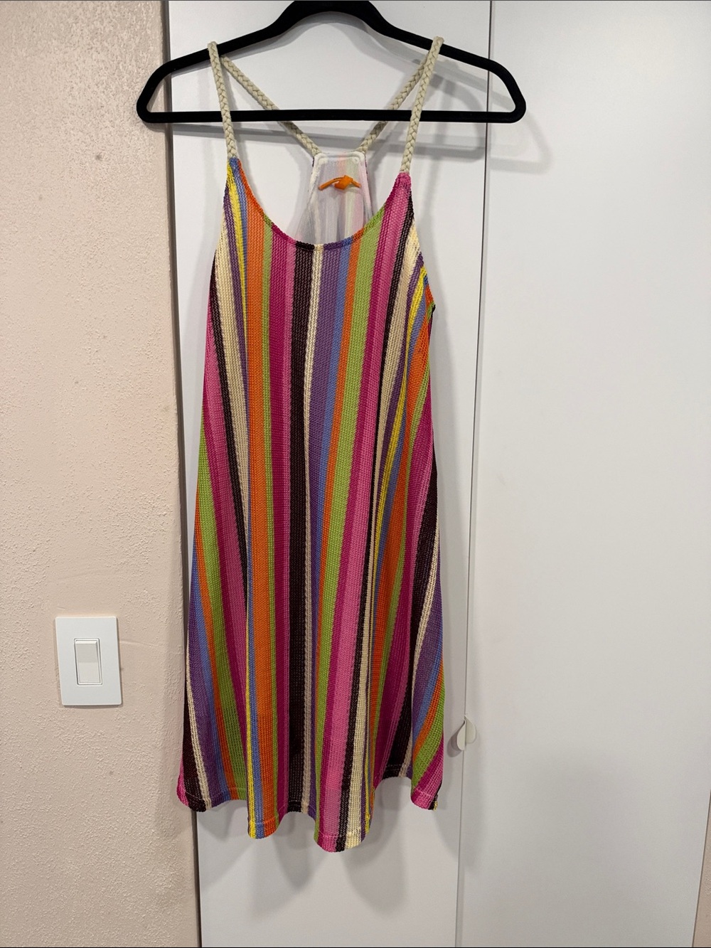 Anama Multicolor Striped Knit Mini Dress - Pink, Orange, Green, Purple, Yellow